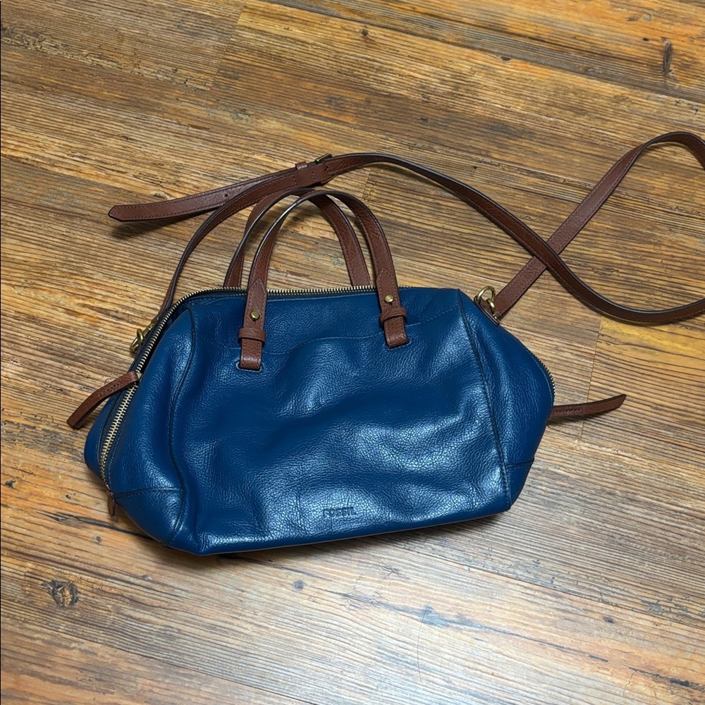 Fossil Teal Green Leather Rachel Satchel Handbag Womens Classic Structured Purse